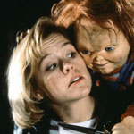 Christine Elise fights off Chucky in Child's Play 2.